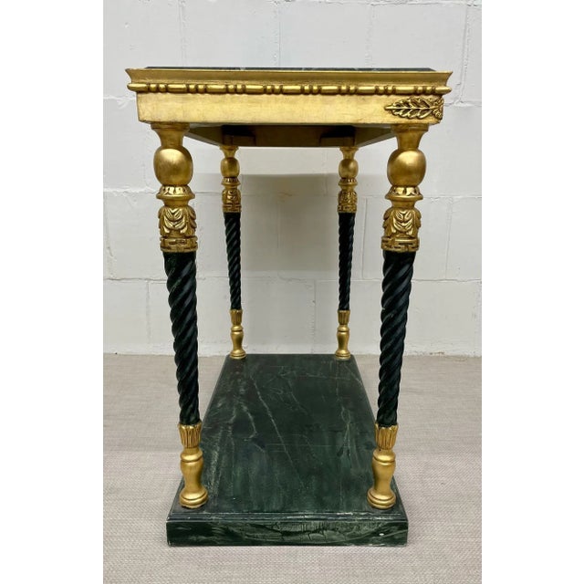 Emerald Swedish Neoclassical Style, Giltwood, Marble, Console Tables, Sweden, 20th C. For Sale - Image 8 of 13
