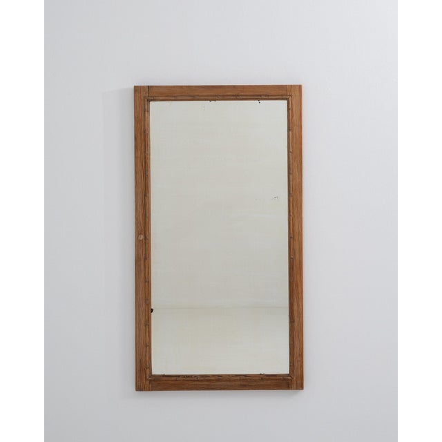 1900-1909 France Weathered Honey Oak Oak Wall Mirror For Sale - Image 4 of 8