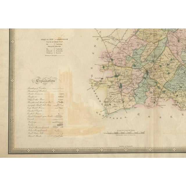 Large Hand-Colored Map of Cambridgeshire by Greenwood, 1834 For Sale - Image 10 of 13