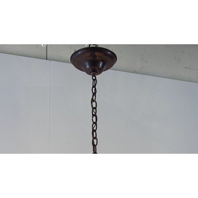 Brown Early 20th Century Spanish Wrought Iron and Wood Light Fixture For Sale - Image 8 of 8