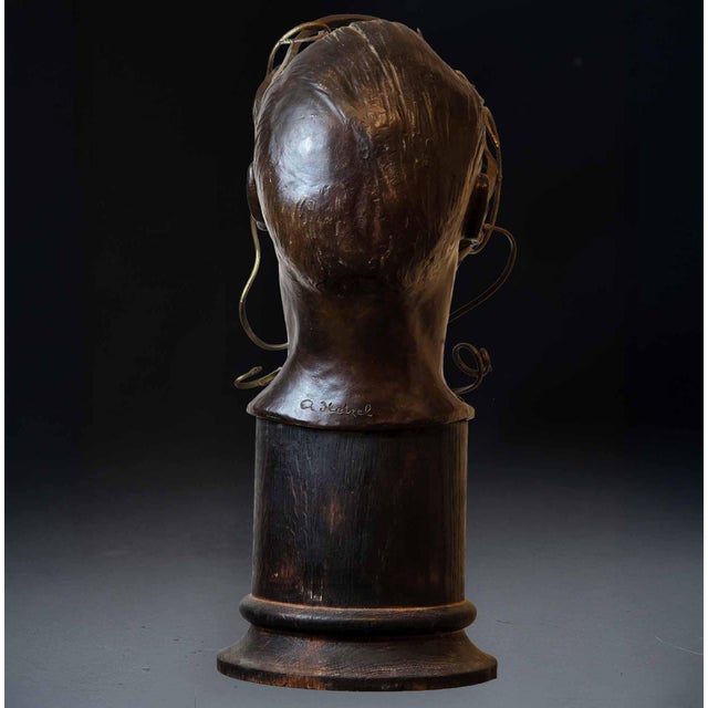 René Hetzel, Bust with Snakes, 1920s, Bronze For Sale - Image 6 of 10