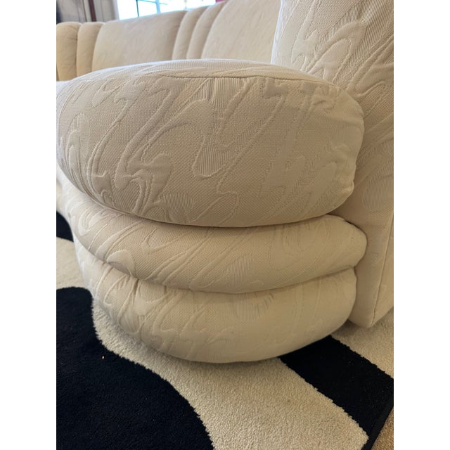 Curvy Jacquard Upholstered Sofas -a Pair For Sale In Philadelphia - Image 6 of 13