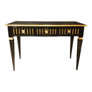 Ebony and Parcel-Gilt Decorated Three-Drawer Desk, Maison Jansen For Sale