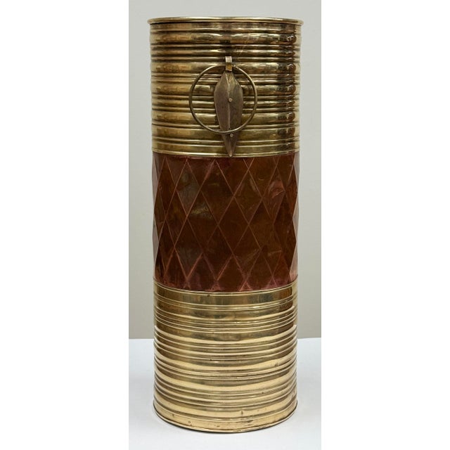 Late 20th Century Vintage Brass and Copper Umbrella Stand For Sale - Image 5 of 9