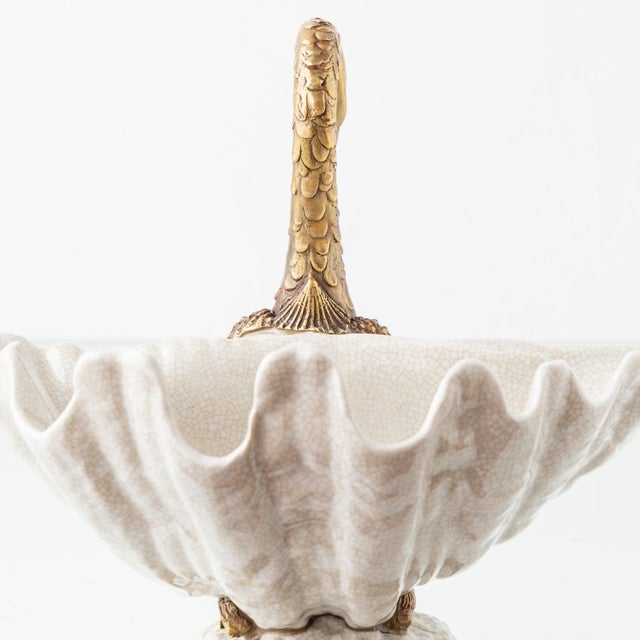 Hollywood Regency Sculptural Porcelain Swan Bowl For Sale - Image 13 of 16