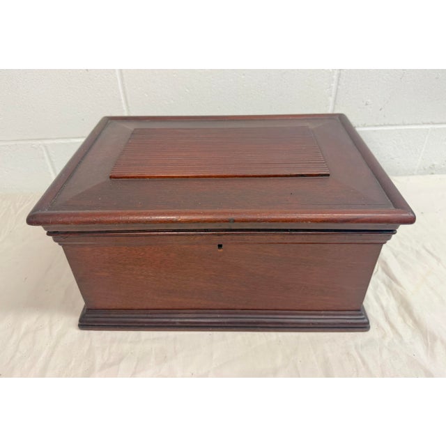 19th Century Quality Antique 19th Century Handmade Mahogany Wood Wooden Jewelry Sewing Box For Sale - Image 5 of 9