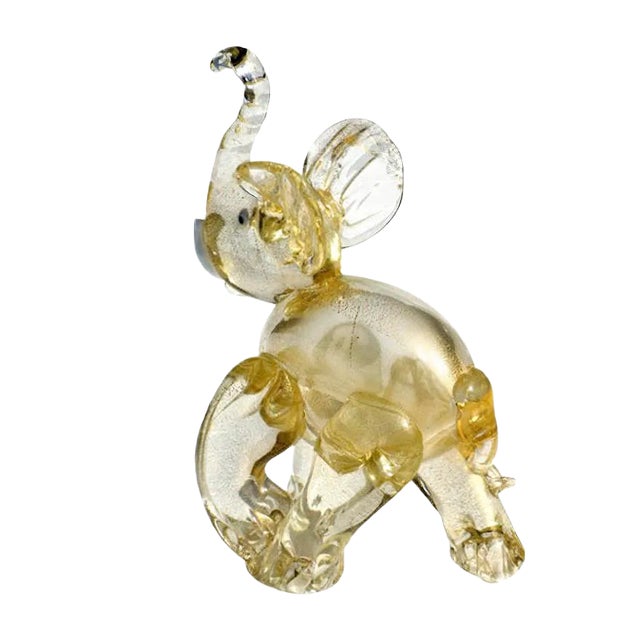 Vintage Gold Murano Glass Elephant by Ercole Barovier, 1930s For Sale