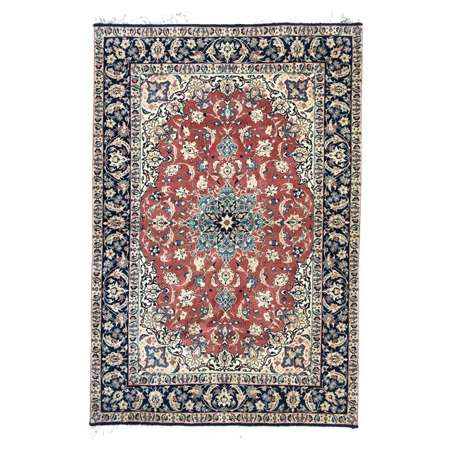 Hand Knotted Isfahan Rug, 1960s For Sale