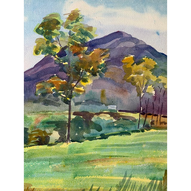 1930s Landscape Watercolor Paintings, Two-Sided Pier Docks and Mountains For Sale In Richmond - Image 6 of 6