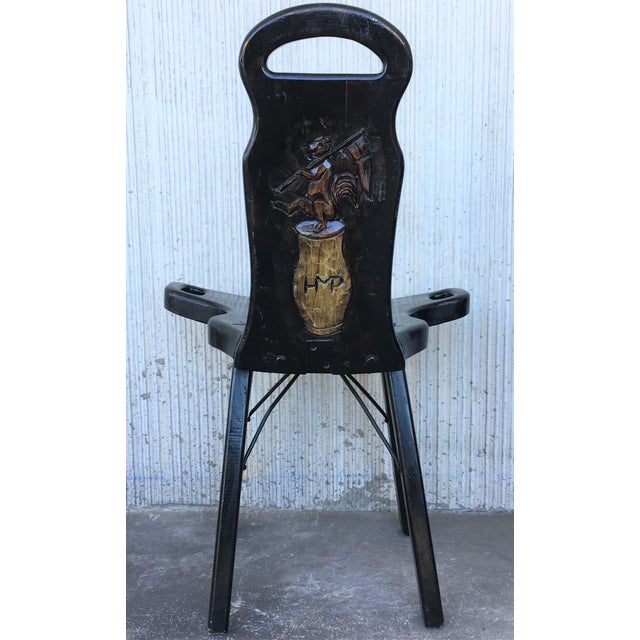 Vintage Spanish Sgabello Carved Side Chair or Stool For Sale In Miami - Image 6 of 11