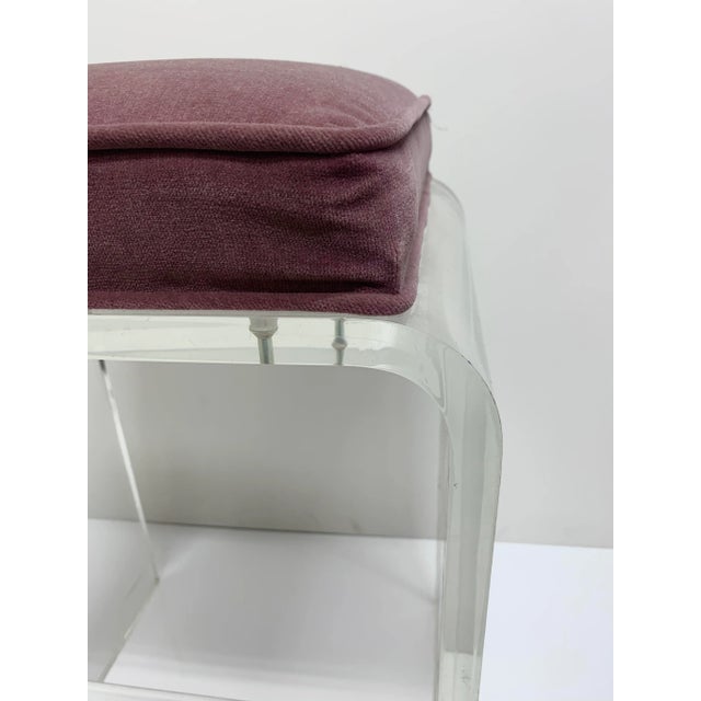 Disco Era Acrylic Stools With Mauve Cushion For Sale In San Francisco - Image 6 of 10