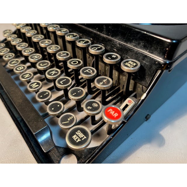 Metal Remington Portable Typewriter Model 5 Manual Streamliner Art Deco 1935 High Gloss Black Elite Typeface For Sale - Image 7 of 9