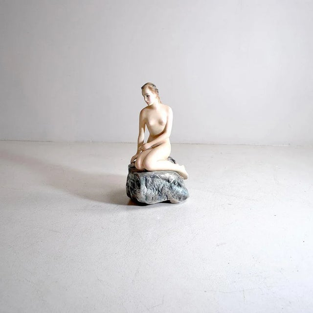 Small Ceramic Statue of the Little Mermaid on the Rock by Bertetti Torino For Sale - Image 9 of 10