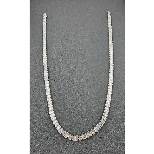 28.06 Ct Oval Diamond Tennis Necklace For Sale - Image 4 of 9