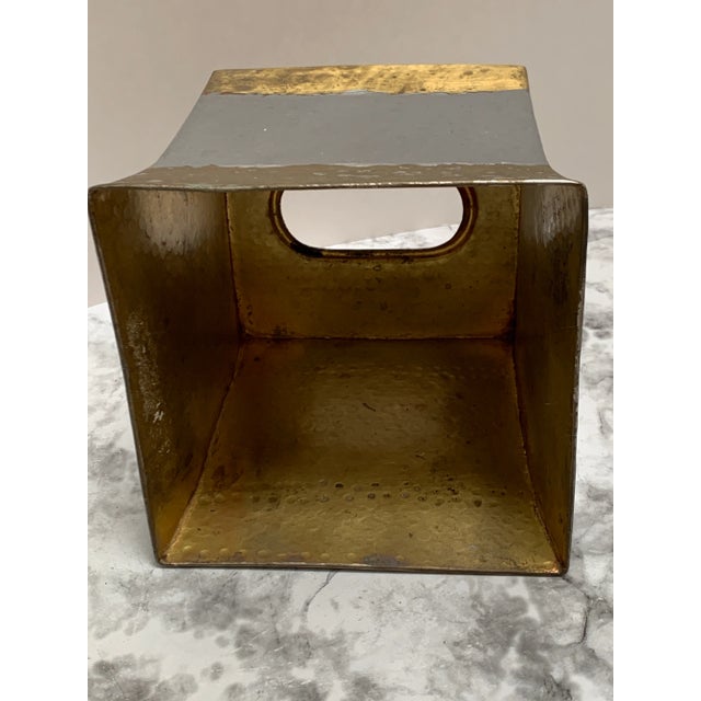 1990s Vintage Hammered Brass Metal Tissue Box Cover For Sale - Image 5 of 7