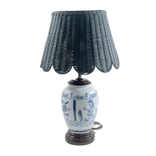 American Williamsburg Blue and White Tabacco Jar Table Lamp For Sale - Image 3 of 4