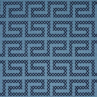 Schumacher A Maze Embroidery Fabric in Cadet For Sale