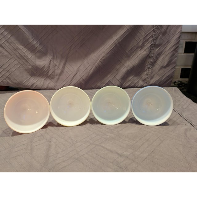 Hazel-Atlas Vintage 1940s Hazel-Atlas "Moderntone" Platonite Pastel Footed Sherbet Dishes - Set of 4 For Sale - Image 4 of 8
