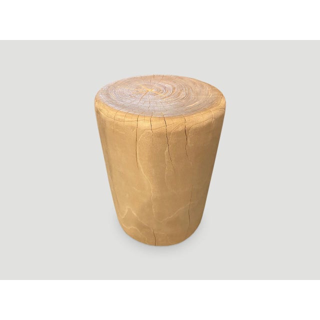 Andrianna Shamaris Bleached Teak Wood Side Table or Stool For Sale - Image 16 of 18