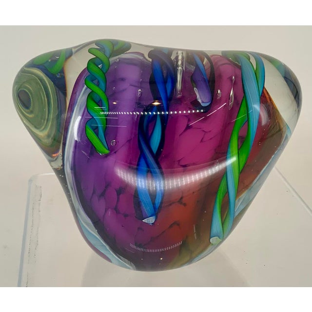 2000 - 2009 Large Hand Blown Glass Paperweight by Tom Bloyd For Sale - Image 5 of 12