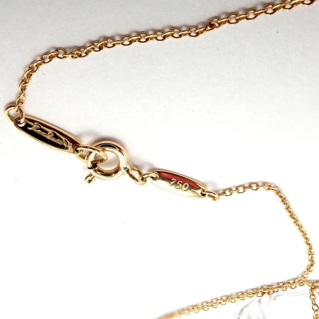 Elsa Peretti Mid 20th Century Tiffany & Co. Peretti Yellow Gold Large Open Heart Rock Crystal Necklace For Sale - Image 4 of 9