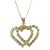 Gold Tone and Rhinestone Interlocked Hanging Hearts Pendant Jewels by Rio For Sale
