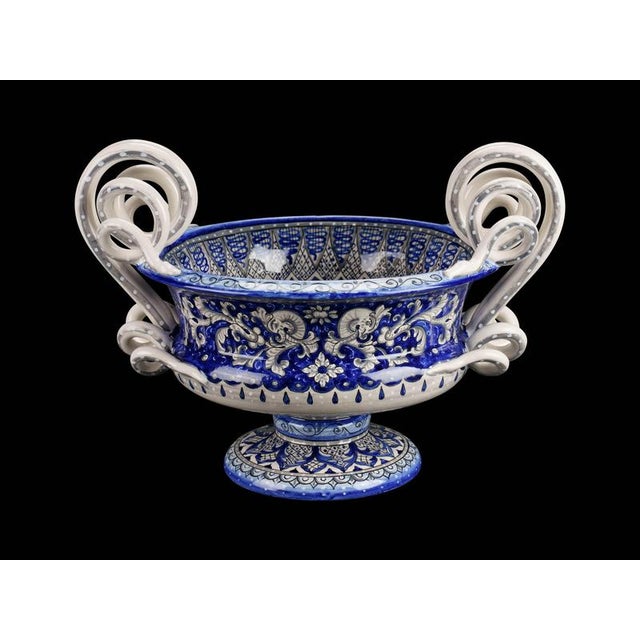 Contemporary Deruta Blue Dolphins Vase by Deblona For Sale - Image 3 of 17