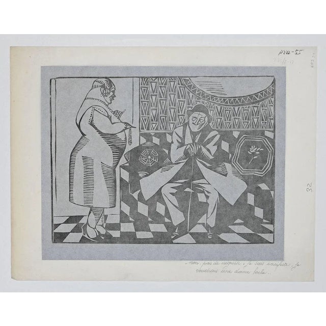The Wait is an original Modern artwork realized by Hermann-Paul (Paris,1864 – 1940). Original Woodcut on paper. Hand-...