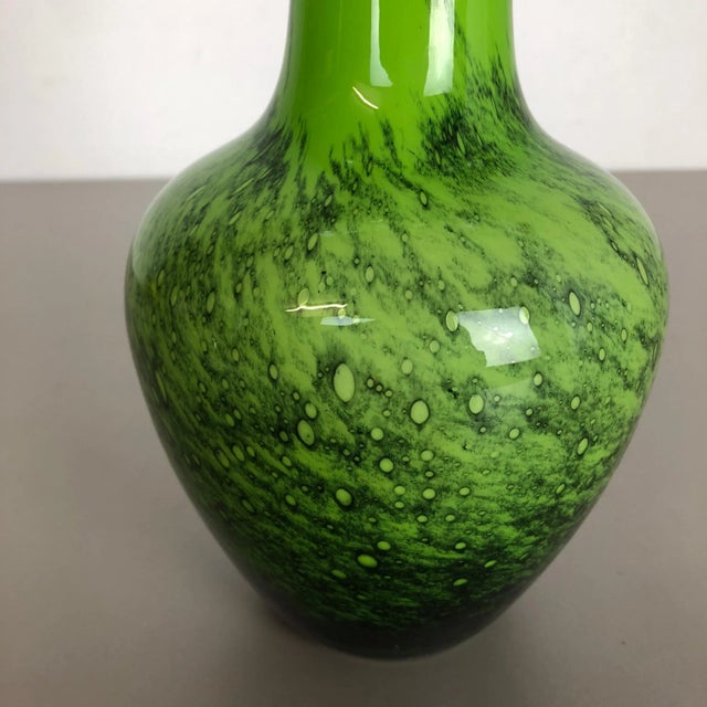 Glass Large Vintage Green Pop Art Vase from Opaline Florence, Italy For Sale - Image 7 of 14