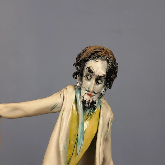 Vintage Ceramic Sculpture of the Wren Scientist by Toni Moretto, 1950s For Sale - Image 8 of 14