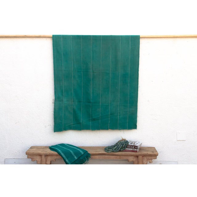 Vintage African Teal Stitched Path Throw For Sale In Los Angeles - Image 6 of 6