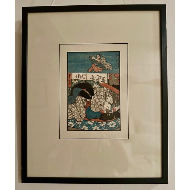 Late 19th Century Japanese Shunga (Erotic) Woodblock Print Featuring Dominant Female For Sale In New York - Image 6 of 6