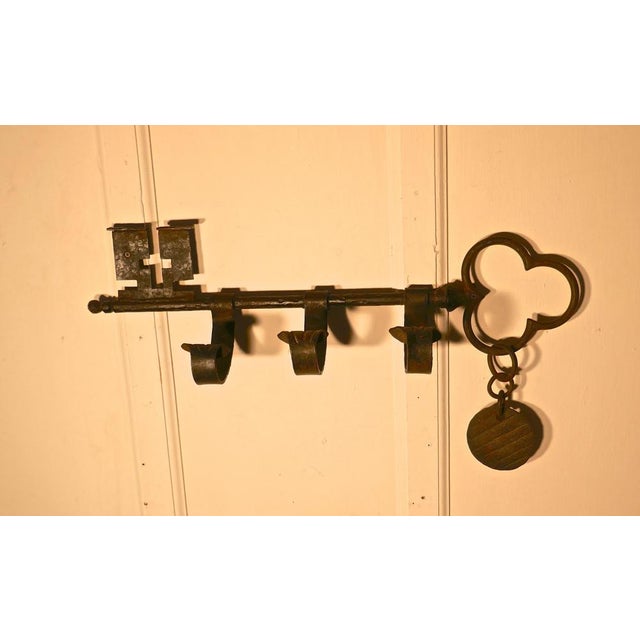 French Blacksmith Hat and Coat Rack in the Form of a Giant Key, 1920s For Sale - Image 3 of 6