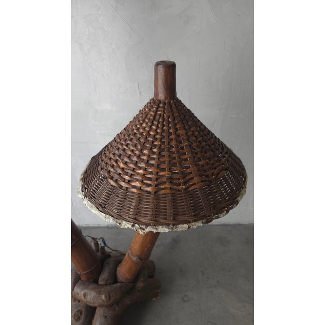 1950s 1950s Large Scale Bamboo Floor Lamp For Sale - Image 5 of 8