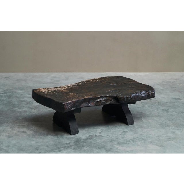 Sculptural Live Edge Coffee Table in Dark Stained Wood Europe 1960s, 1950s For Sale - Image 13 of 15