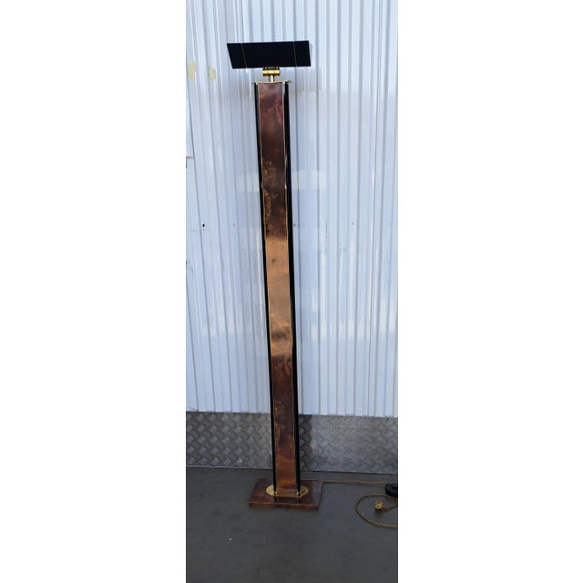 Black Burl Wood and Brass Floor Lamp from Relco Milano, 1975 For Sale - Image 8 of 8