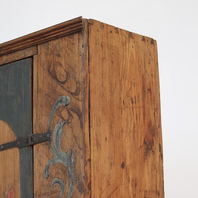 Blue Primitive Farmhouse 18th Century Painted Folk Art Bridal Cabinet For Sale - Image 8 of 18