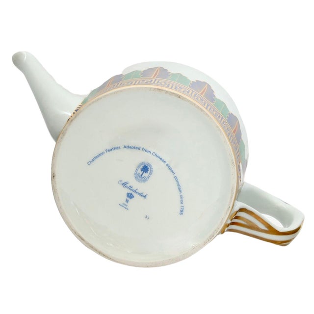 Mottahedeh 1970s Mottahedeh Charleston Feather Teapot Historic Charleston Reproduction Porcelain For Sale - Image 4 of 6