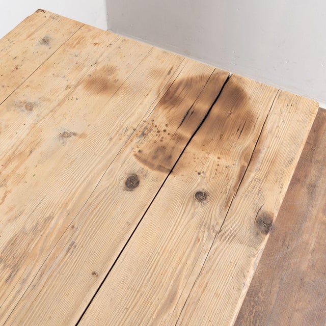 Wood Late 19th Century Hungarian Pine Work Table or Kitchen Island With Lower Shelf For Sale - Image 7 of 14