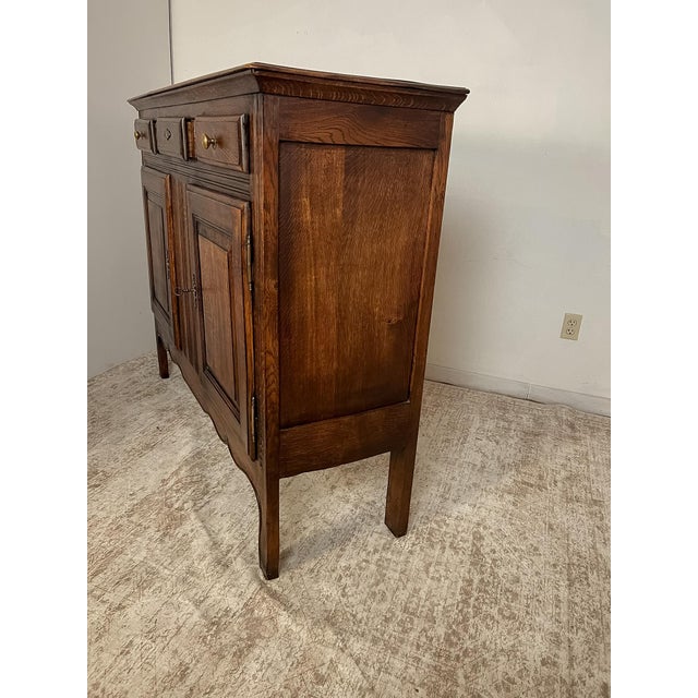Late 19th Century Antique French Provincial Solid Oak Buffet With Three Drawers, Circa 1900 For Sale - Image 5 of 12