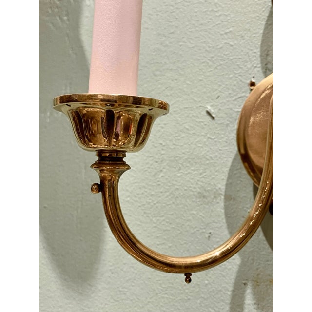 Neoclassical Vintage Neoclassical Style Solid Brass Wall Sconce 2 Light Arm For Sale - Image 3 of 5
