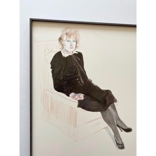 This David Hockney rare vintage 1980 lithograph print custom framed museum exhibition poster " Celia, Paris " 1973, is a...