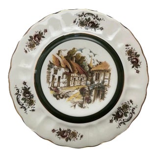 Vintage Mid 20th Century Green and Brown Decorative Wall Plate For Sale