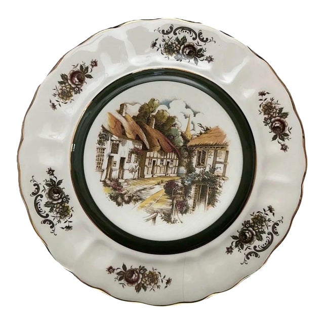 Vintage Mid 20th Century Green and Brown Decorative Wall Plate For Sale