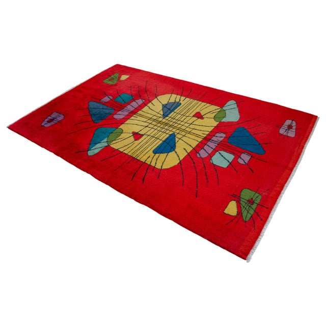 Vintage Hand Knotted Turkish Rug Mid-Century Zeki Muren Desing Area Rug - 5′1″ X 8′1″ For Sale - Image 4 of 10