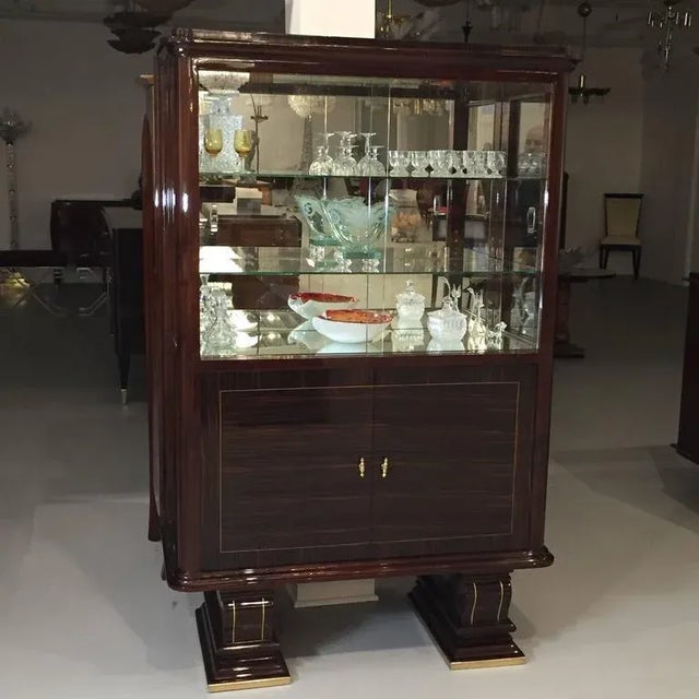 Wood French Art Deco Display Cabinet For Sale - Image 7 of 7
