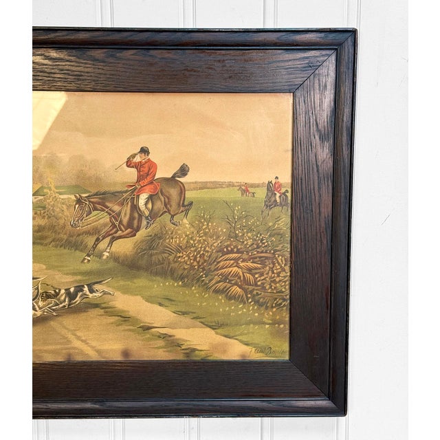Brown Antique English Foxhunt Equestrian Framed Lithograph by F. Cecil Boult For Sale - Image 8 of 11