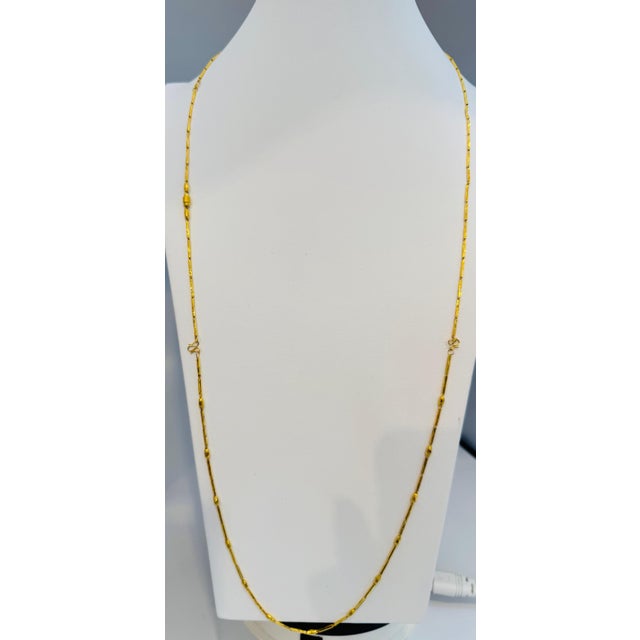 Metal 6.6 Gm Pure 22 Karat Yellow Gold Handmade Chain + Bracelet , 37 " Long For Sale - Image 7 of 8