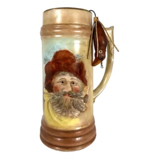 Early 20th Century Limoges Style Ozarks Hillbilly Mug with Fishing Lure For Sale