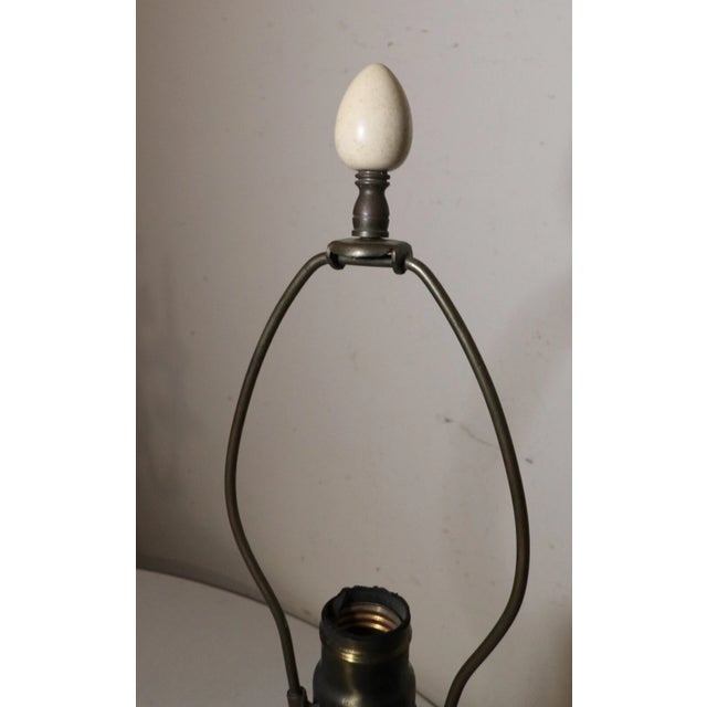 1930s Rare Antique Austrian Amphora Pottery Cast Iron Brass Electric Table Lamp For Sale - Image 10 of 11